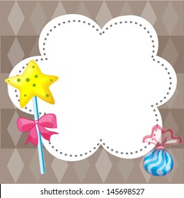 Illustration of an empty cloud template with candies