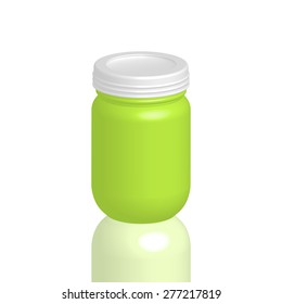 Illustration of empty Cosmetic packaging, cream, powder or gel jar with cap, vector.