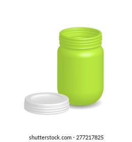 Illustration of empty Cosmetic packaging, cream, powder or gel jar with cap, vector.