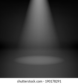 Illustration of empty dark room with highlight