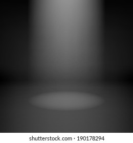 Illustration of empty dark room with spotlight