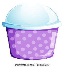 Illustration of an empty disposable cupcake container on a white background