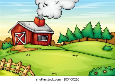 Illustration of an empty farm