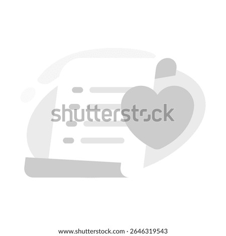 illustration of empty favorites or saved items list. sheet of paper with a heart symbol. no saved content or items yet. for mobile apps, websites, UI design, and empty state screens. Minimal and clean