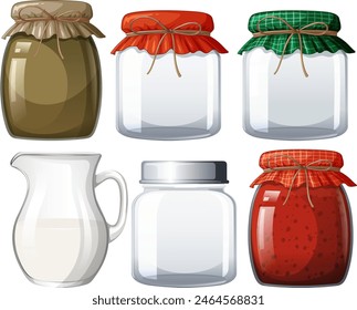 Illustration of empty and filled kitchen jars