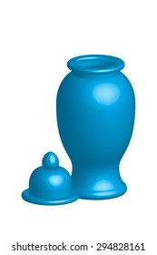 Illustration of empty flower vase with cap, vector isolated on white background