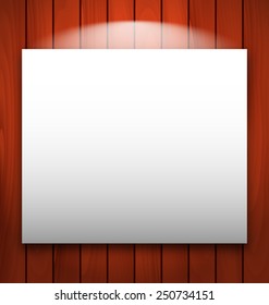 Illustration empty frame on wooden with light - vector