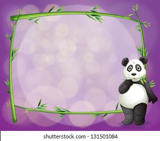 Illustration of an empty frame with a panda on a purple background