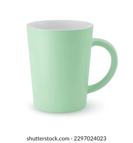 Illustration of Empty Green Ceramic Coffee Cup or Tea Mug. Isolated Mockup with Shadow Effect, and Copy Space for Your Design