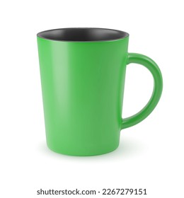 Ilustración de la Vacía de la Copa Verde de Café o Tea Mug en un fondo blanco. Combinación aislada con efecto de sombra y copia del espacio para el diseño
