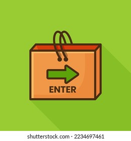 illustration of empty grocery bag and enter symbol can be used for digital and print