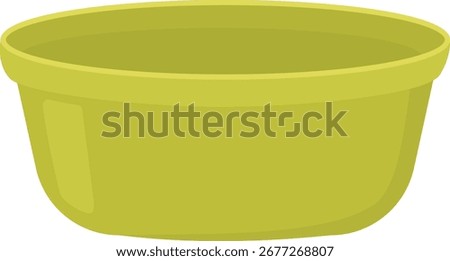 Illustration of an empty light green plastic basin. Container for washing, cleaning or household isolated on white