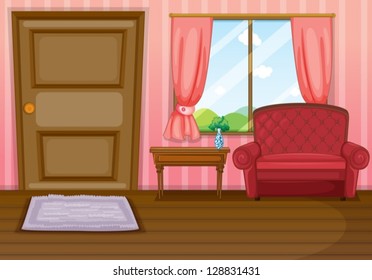 Illustration of an empty living room