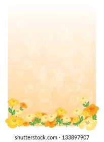 Illustration of an empty paper with flowers on a white background