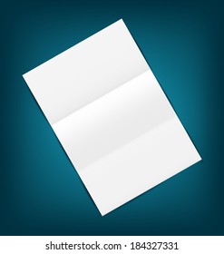 Illustration empty paper sheet with shadows, on blue background - vector