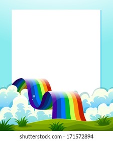 Illustration of an empty paper template with a rainbow at the bottom