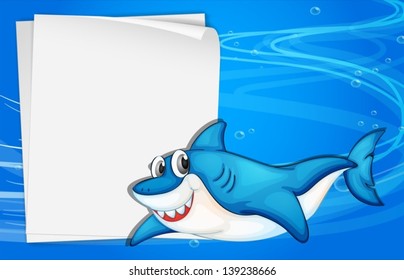 Illustration of an empty paper under the sea beside a shark