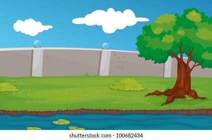 Illustration of an empty park