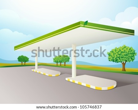 illustration of a empty petrol pump shade on a road