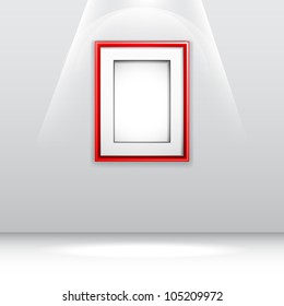 illustration of empty photo frame for presenting with focus light