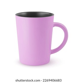 Illustration of Empty Pink Ceramic Tea Mug on a White Background. Isolated Mockup with Shadow Effect, and Copy Space for Your Design