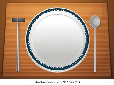 Illustration of an empty plate on a placemat