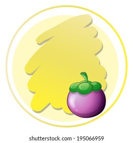 Ilustración de una plantilla redonda vacía con una berenjena sobre un fondo blanco