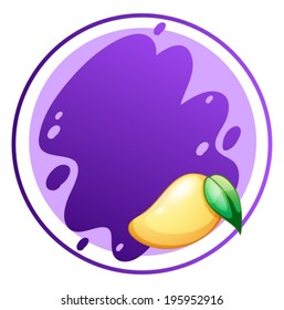 Illustration of an empty round template with a mango on a white background