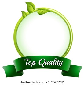 Illustration of an empty round template with a top quality label at the bottom on a white background