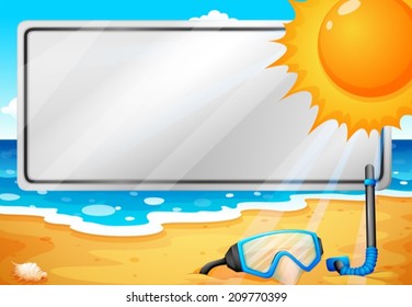 Illustration of an empty signage at the beach