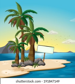 Illustration of an empty signboard at the beach