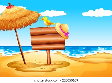Illustration of the empty signboards at the beach