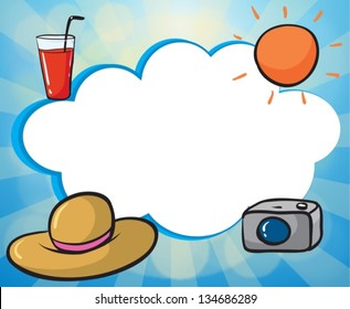 Illustration of an empty space with different symbols for summer