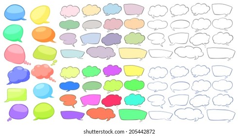 Illustration of the empty speech templates on a white background