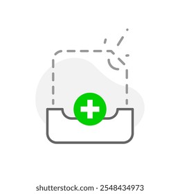 illustration of an empty state with a document icon inside a box and an Add button. for app interfaces or websites to indicate no documents or files are available and prompt users to add new content