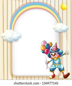 Illustration of an empty surface with a clown holding balloons