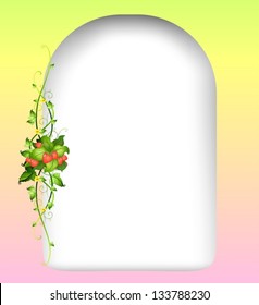 Illustration of an empty surface with a strawberry plant at the side