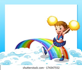 Illustration of an empty template with a cheerer and a rainbow