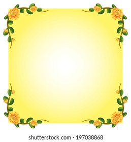 Illustration of an empty template with a flowering plant border design on a white background