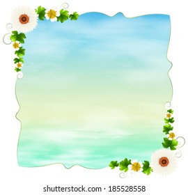 Illustration of an empty template with plants on a white background