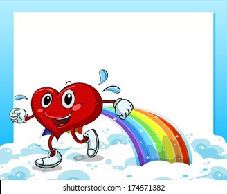 Illustration of an empty template with a rainbow and a walking heart