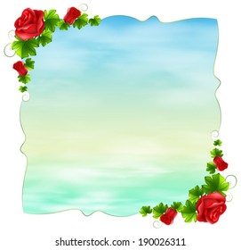 Illustration of an empty template with red roses on a white background