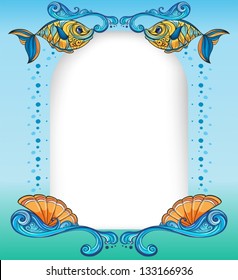 Illustration of an empty template with the sea creatures