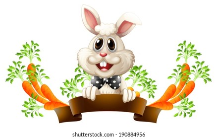Illustration of an empty template with a smiling rabbit on a white background