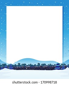 Illustration of an empty template with a village at the bottom