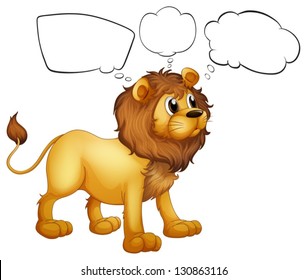 Illustration of the empty thoughts of a scary lion on a white background
