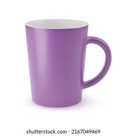 Illustration of Empty Violet Ceramic Coffee Cup or Tea Mug. Isolated Mockup with Shadow Effect, and Copy Space for Your Design