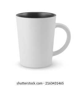 Ilustración de la Copa de Café de Cerámica Blanca Vacía. Combinación aislada con efecto de sombra y copia del espacio para el diseño