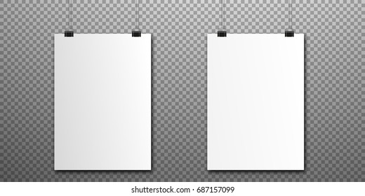Illustration of Empty White Vector Poster Templates. Poster Mock Up.