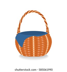 Illustration of empty wicker basket. Isolated on white background